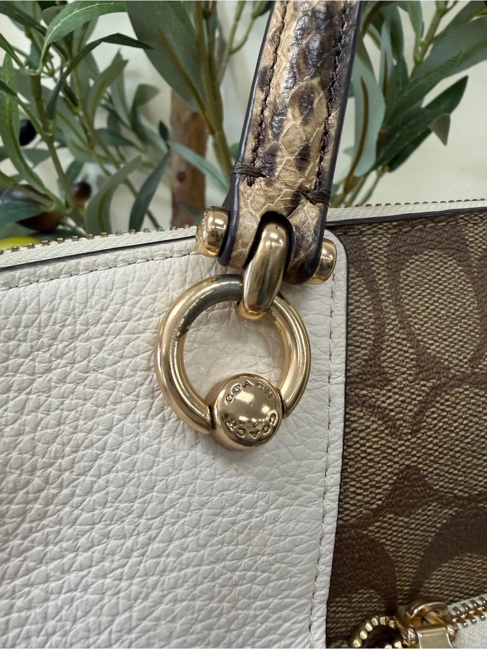 COACH Kacey Satchel colorblock signatute canvas